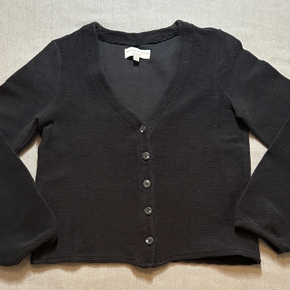 Madewell Thread & Texture Black Ribbed Cardigan XS